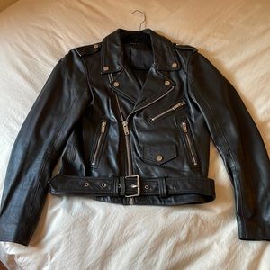 Zara Genuine Leather Biker Jacket